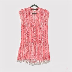 Poupette St. Barth Heni Tassel Mini Dress Pink Floral Size 1/US XS